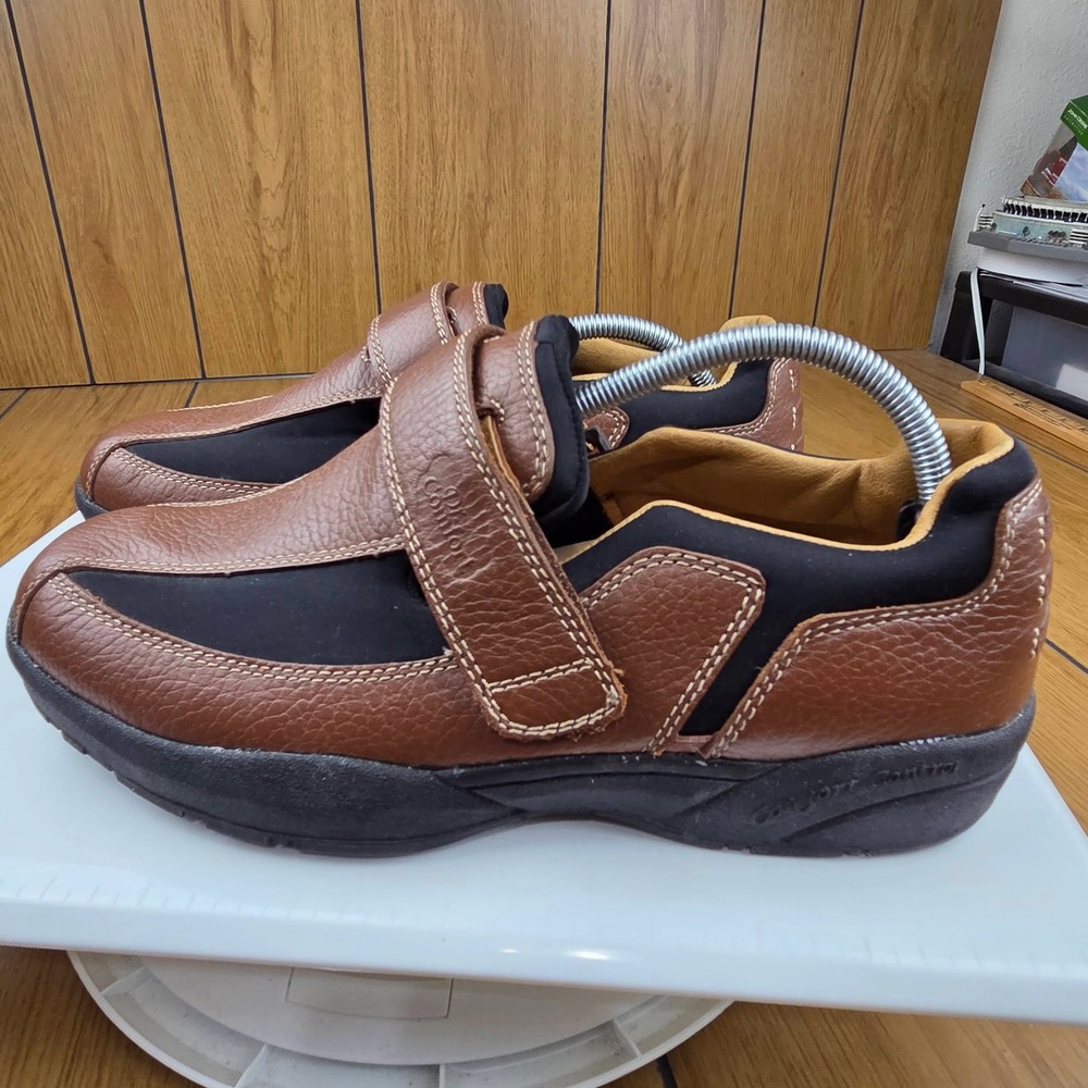 Dr Comfort Douglas 6620 Mens Brown Leather Lycra Orthopedic Shoes 10.5 XW